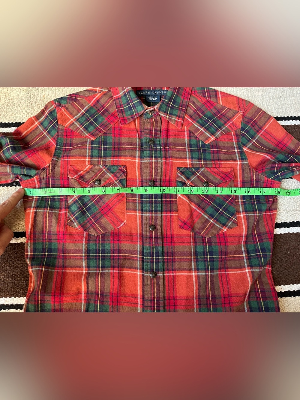 -SOLD- Vtg Ralph Lauren Western Blue Label wool/cotton flannel luxury 90s - Picture 7 of 11